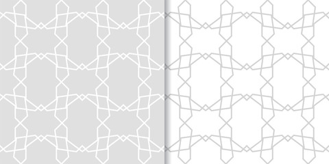 Obraz premium Light gray geometric ornaments. Set of seamless patterns