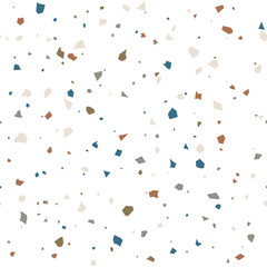 Fototapeta premium Terrazzo flooring texture vector seamless pattern. Abstract shapes background with marble or granite texture.