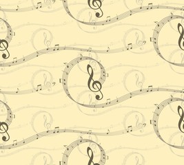 A seamless background with music notes.
