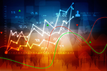 2d rendering Stock market online business concept. business Graph 