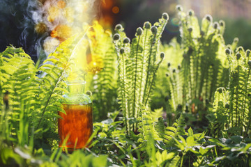 magic potion in bottle outdoor