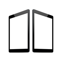 Tablet computer screen mock up with perspective view. Responsive screens to showcase website design project in modern style. Vector illustration