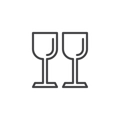 Wineglasses outline icon. linear style sign for mobile concept and web design. Two glasses simple line vector icon. Symbol, logo illustration. Pixel perfect vector graphics