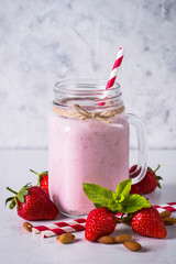 Strawberry milkshake or smoothie.