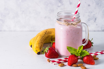 Strawberry milkshake or smoothie.