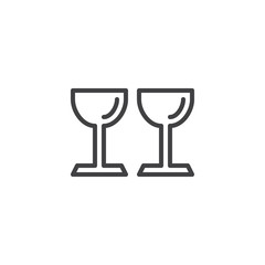 Glasses for cocktail outline icon. linear style sign for mobile concept and web design. Two glasses simple line vector icon. Symbol, logo illustration. Pixel perfect vector graphics