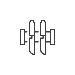 Knives on a magnetic holder outline icon. linear style sign for mobile concept and web design. kitchenware simple line vector icon. Symbol, logo illustration. Pixel perfect vector graphics