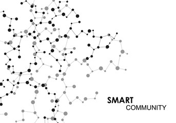 Abstract connecting dots and lines with network science and technology background