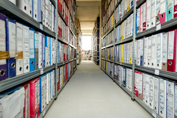 Fototapeta Office file folders, Stack of documents in binders, Bureaucracy obraz