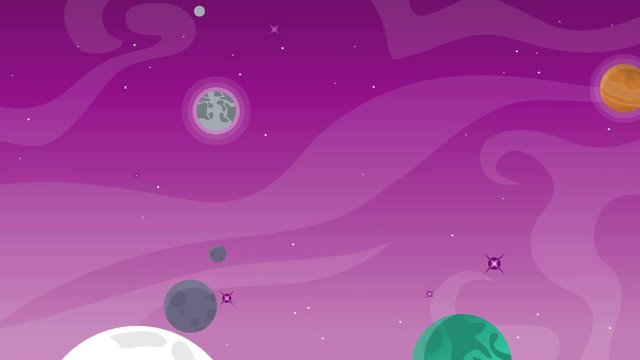 Planet with cartoon object in space