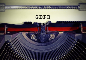GDPR text written with an old typewriter and vintage effect