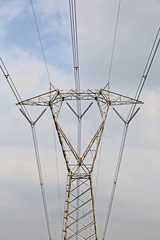 high voltage pylon with electric wires