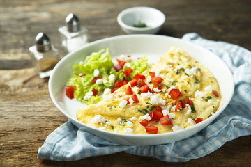 Omelette with herbs and vegetables