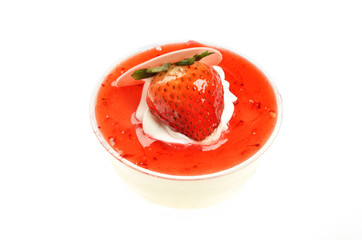 Strawberry mousse cake  isolated on white background       