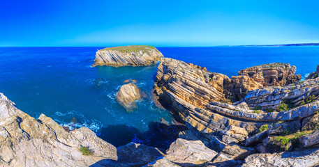 Wonderful romantic panoramic landscape. Coastline of island Baleal of the Atlantic ocean near...
