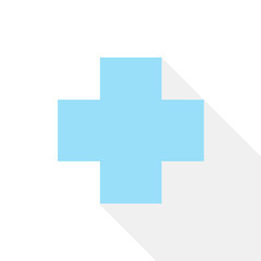 Hospital cross icon with blue color