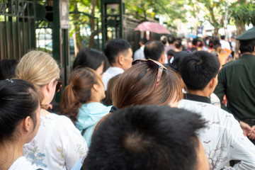 Fototapeta premium Crowd of Asian people walking on the busy city street