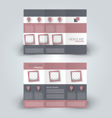Tri fold brochure design. Creative business flyer template. Editable vector illustration.