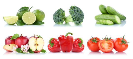 Früchte Obst und Gemüse Sammlung Apfel Tomaten Farben frische Freisteller freigestellt isoliert