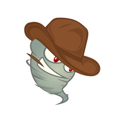 Tornado cowboy with gray eyes on a white background