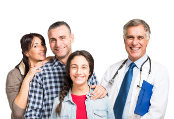 Happy family and their Doctor