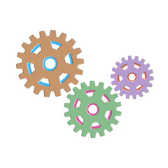 Multicolored gears on a white background. Vector icon