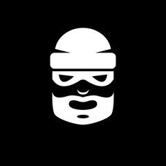 Icon of a silhouette of a thief head in a mask and hat
