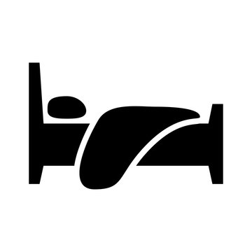 recommend clip art: Icono plano cama de hotel en color negro
