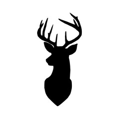 Icono plano silueta cabeza de ciervo en color negro