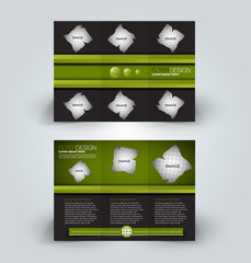 Brochure template. Business trifold flyer.  Creative design trend for professional corporate style. Vector illustration. Black and green color.