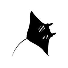 Icono plano silueta manta raya en color negro
