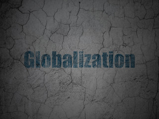 Finance concept: Blue Globalization on grunge textured concrete wall background