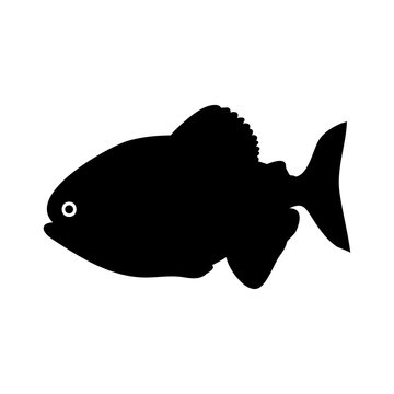 recommend clip art: Icono plano silueta piraña en color negro