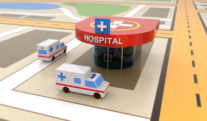 Emergency ambulance transport with heliport as concept © Petr Ciz