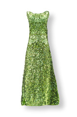 green long dress with paillettes isolated on white - 206185447