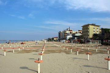 Der Strand von Bellaria, Ortsteil von Rimini.