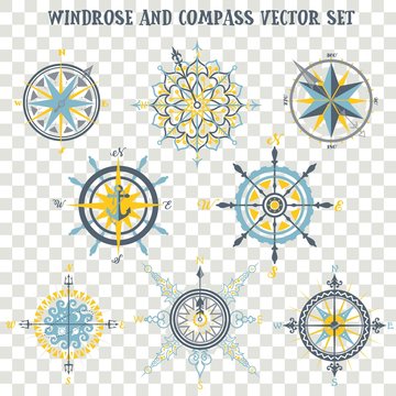 Windrose and Compass vector set