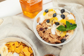 healthy breakfast with flakes