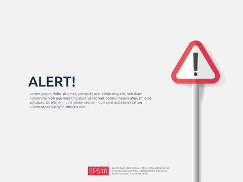 attention warning alert sign banner with exclamation mark symbol. concept for danger on Internet, technology, VPN Security protection. Background vector illustration.