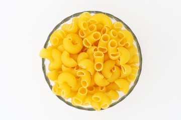 Macaroni on white background