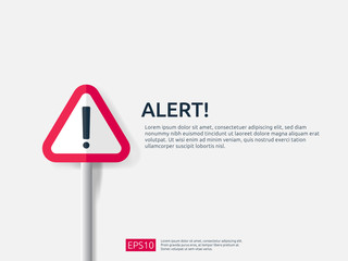 attention warning alert sign banner with exclamation mark symbol. concept for danger on Internet, technology, VPN Security protection. Background vector illustration.