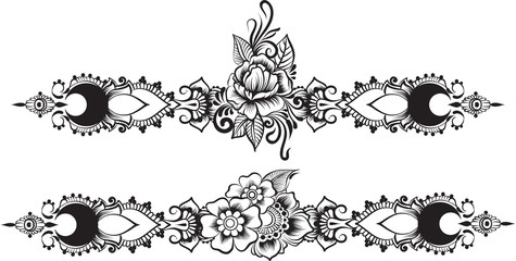 Ethnic indian line art border