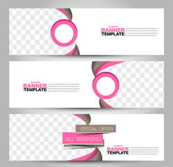 Banner template. Horizontal header. Abstract background for design,  business, education, advertisement. Pink and brown color. Vector  illustration.