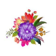 Beautiful watercolor flowers decorated background. Can be used as greeting card or invitation card design.