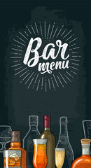 Vertical template for Bar menu alcohol drink.