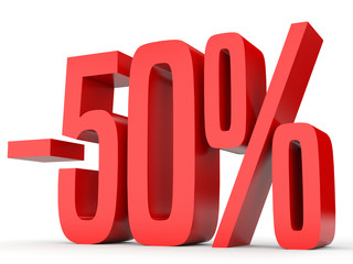 Minus fifty percent. Discount 50 %.