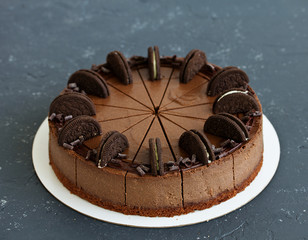 Chocolate cake. selective focus.