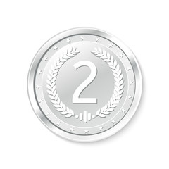 Winner's badge, second place.Medal.