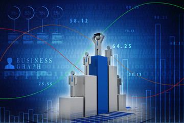 3d rendering Stock market online business concept. business Graph successful with grauate business man