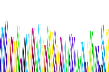Colorful collection of straws for drinks background isolate